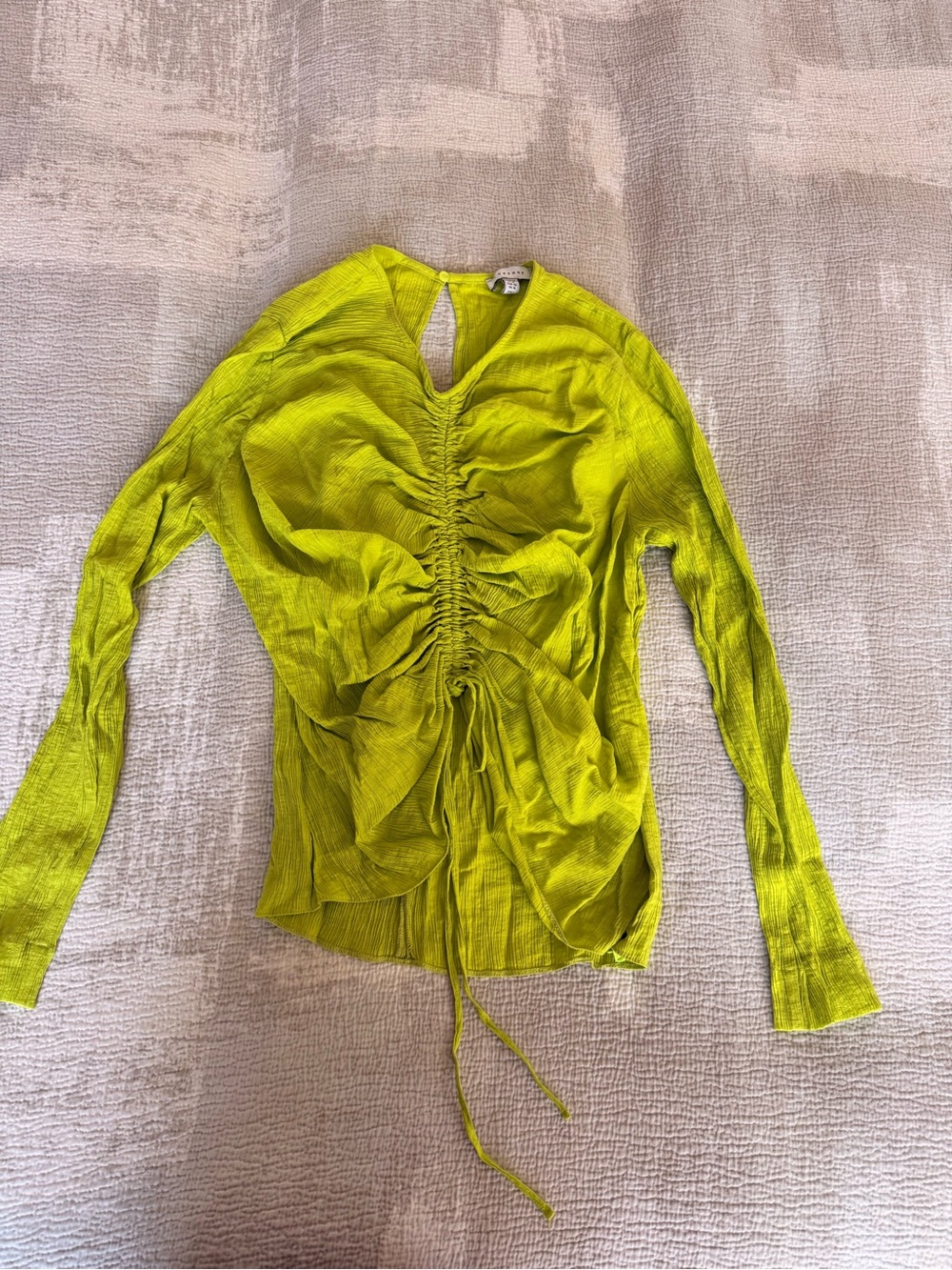 Topshop Neon Green Ruched Long Sleeve Top